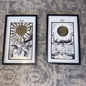 The sun and the moon tarot card framed poster set